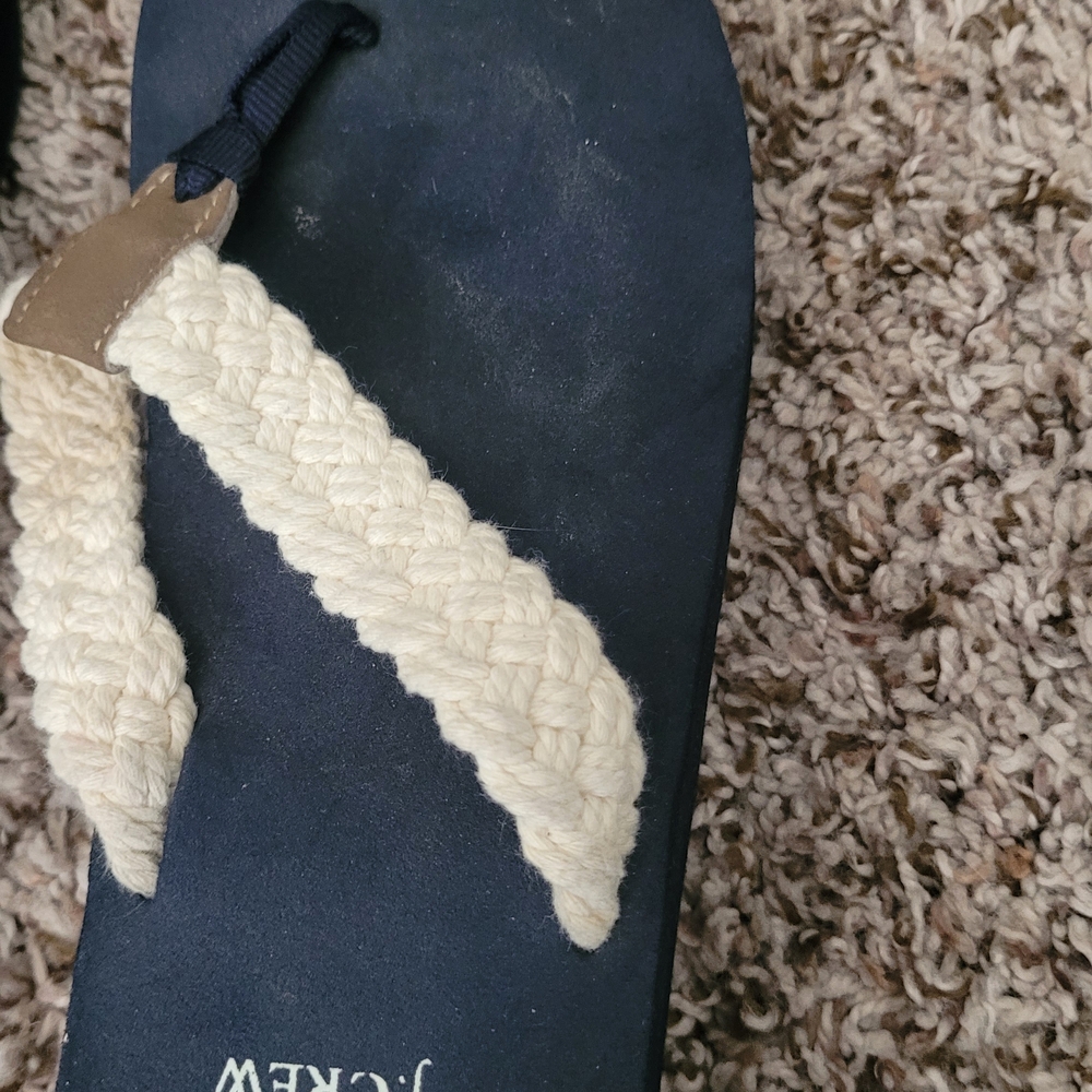 J. Crew Platform Navy and Cream Braided Sandals